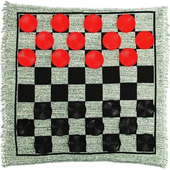 Home Jumbo Checkers, Giant 3-in-1 Checkers Game Rug Board Game Set, 2 Players - Picture 8 of 8